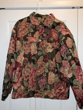 Mens Floral Tapestry Jacket - Rose Print